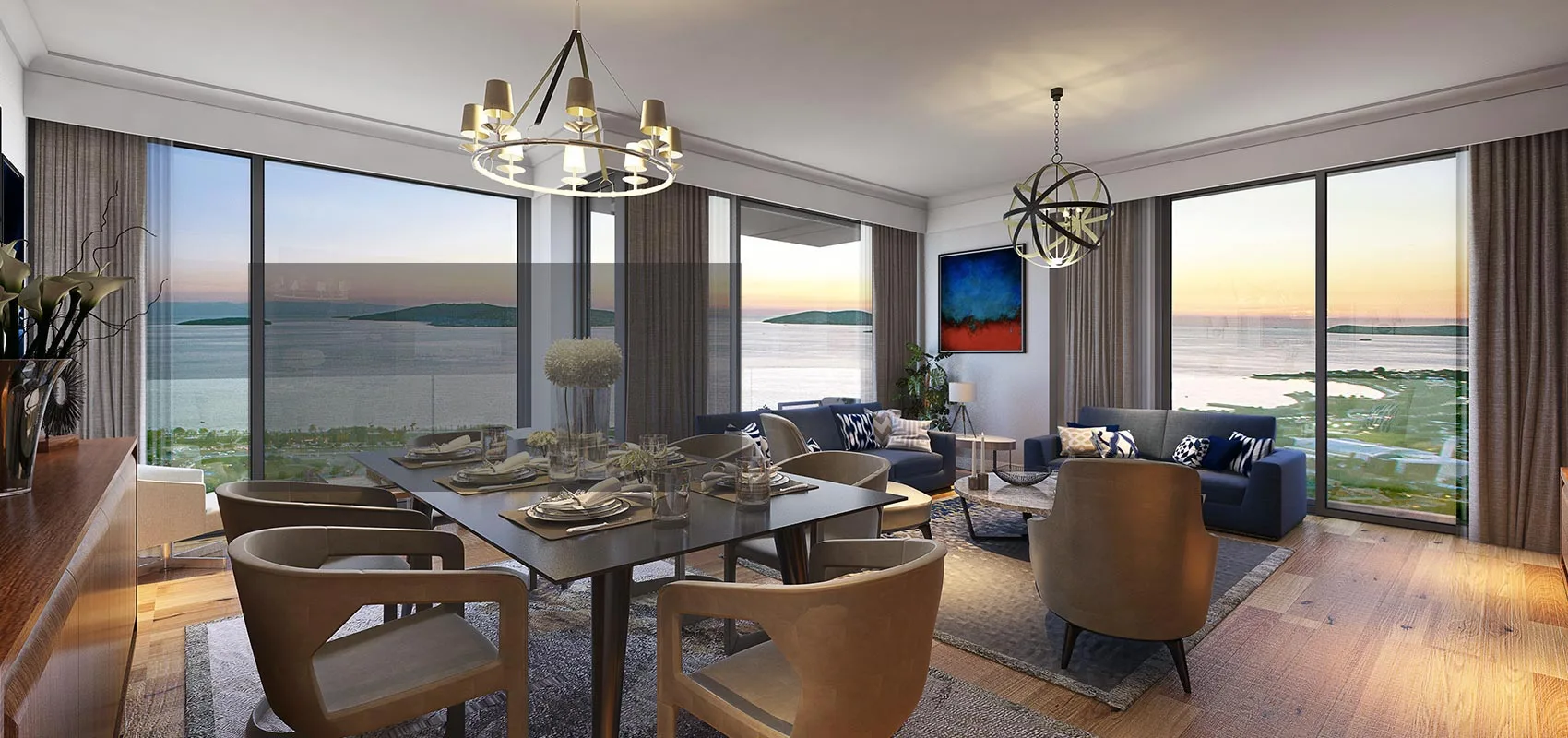 Sea View Apartments for Sale in Kartal Istanbul Near Marmaray Modern Project with Green Areas