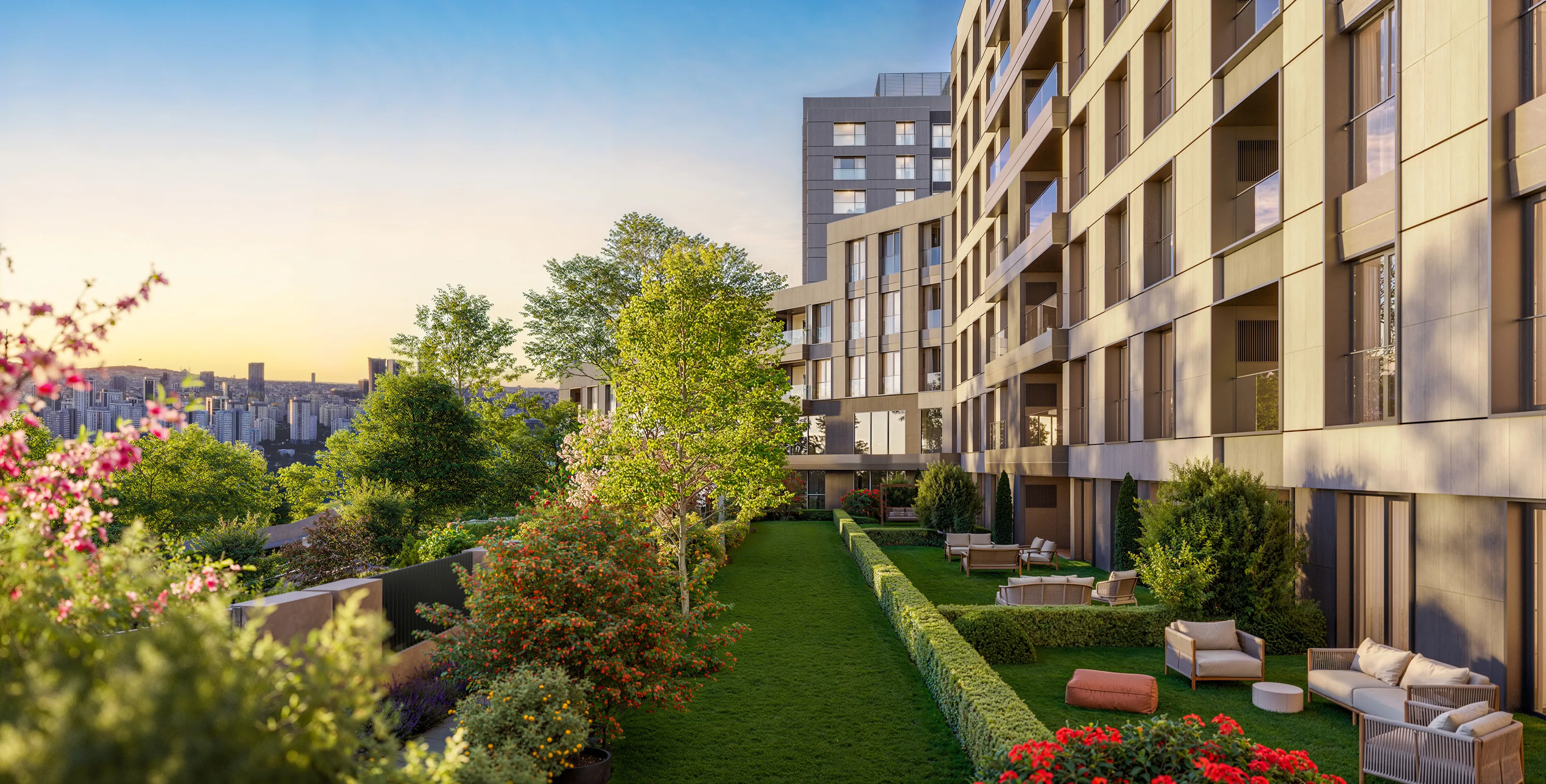 Квартиры в Аташехире Стамбул престижный проект с горизонтальной архитектурой рядом с финансовым центром