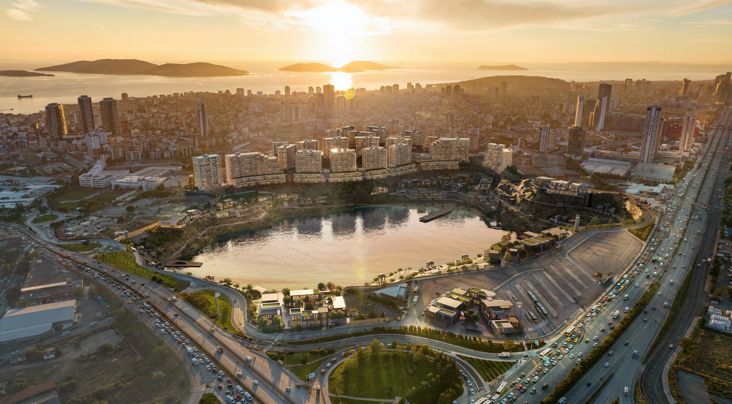 Apartments for Sale in Kartal Istanbul Lake Concept Project Walking Distance to Metro with Large Green Areas