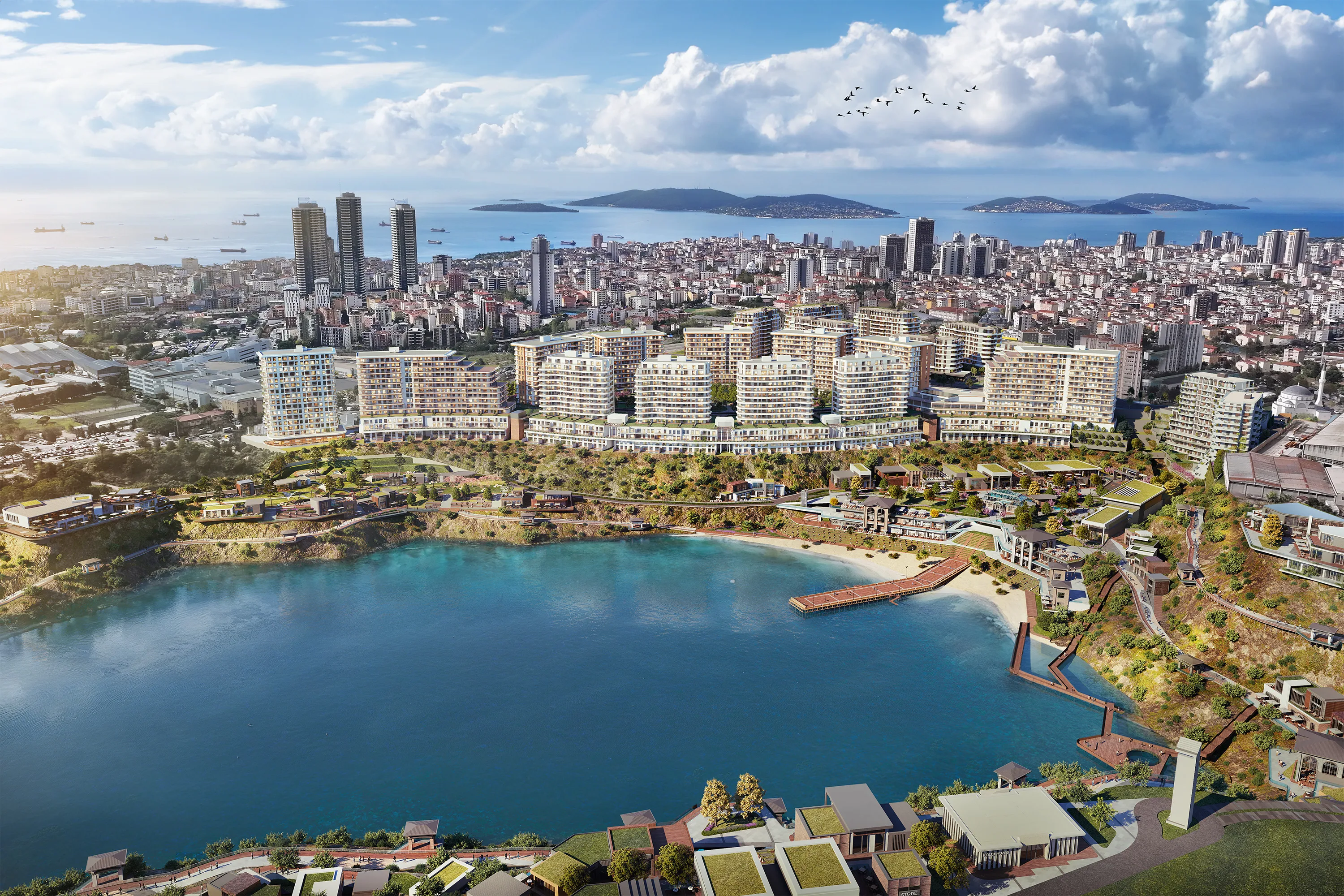 Apartments for Sale in Kartal Istanbul Lake Concept Project Walking Distance to Metro with Large Green Areas