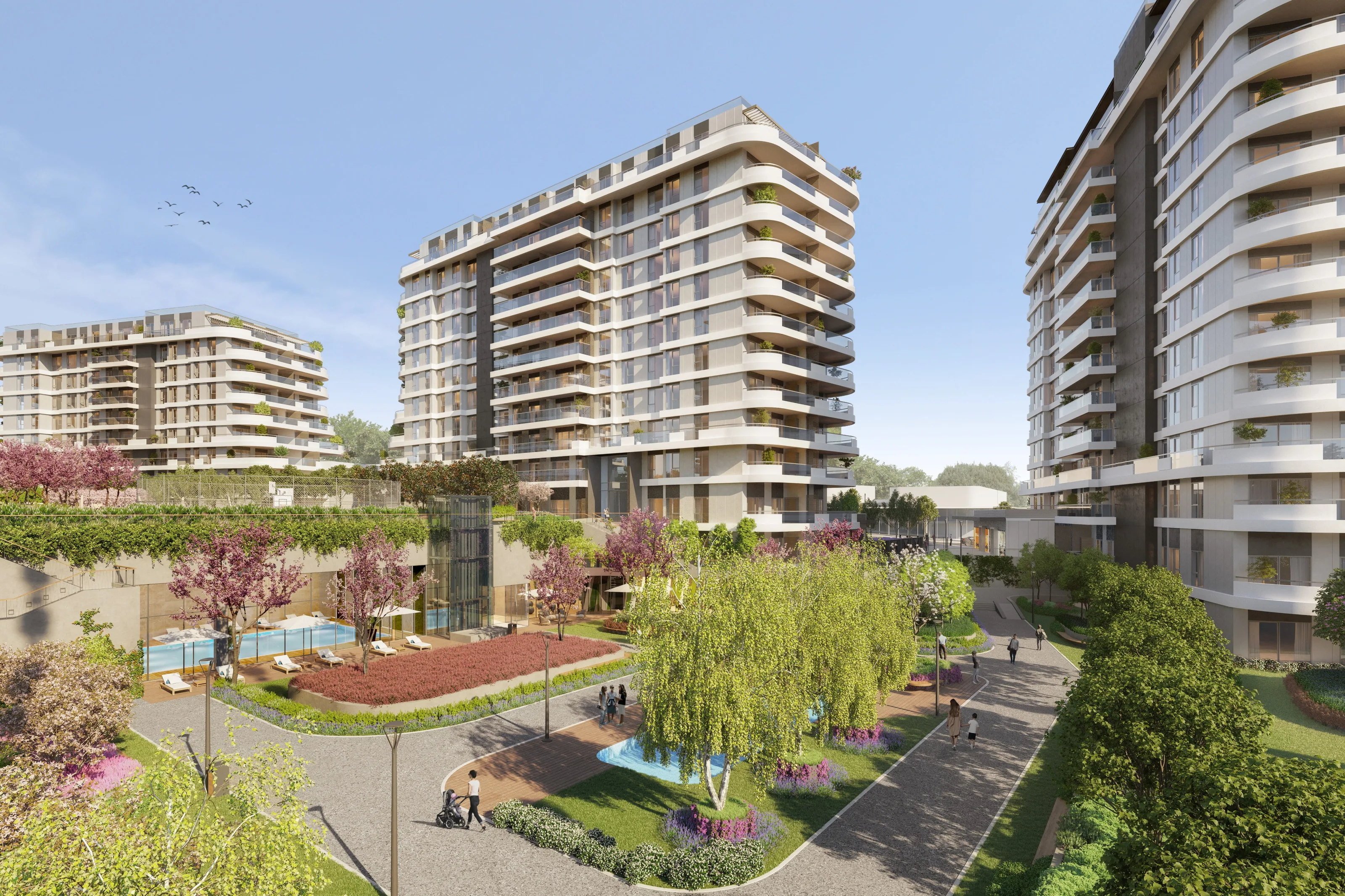Apartments for Sale in Kartal Istanbul Lake Concept Project Walking Distance to Metro with Large Green Areas