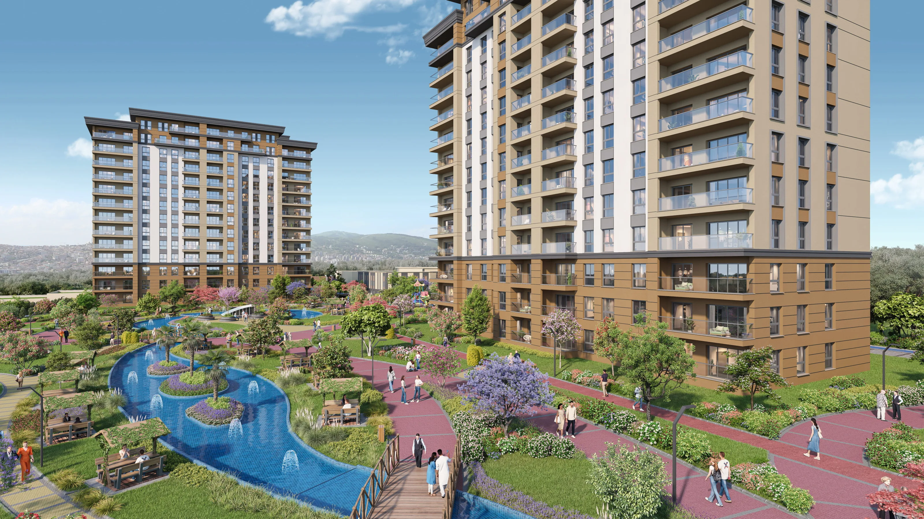 Квартиры в Бахчешехире Стамбул с видом на озеро и море рядом с метро Мармарай и TEM